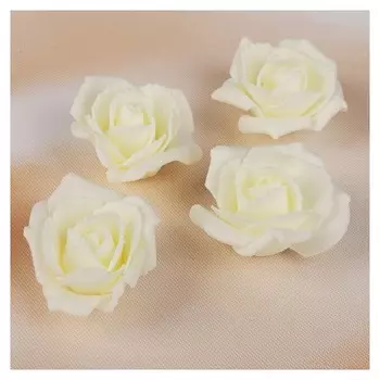 Набор цветов для декора из фоамирана, D=5 см, 4 шт, айвори