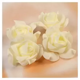 Набор цветов для декора из фоамирана, D=7,5 см, 4 шт, бежевый