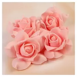 Набор цветов для декора из фоамирана, D=7,5 см, 4 шт, персиковый