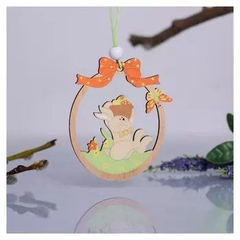 Набор декоративных подвесок Пасхальные зайчики с корзинкой 2 шт. 1×10×13 см