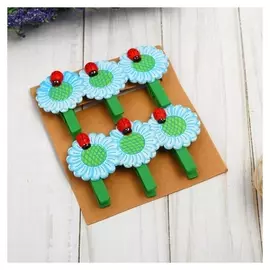 Набор декоративных прищепок «Божья коровка на цветке» набор 6 шт.