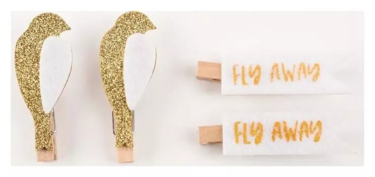 Набор декоративных прищепок "Fly Away" 4 шт, фетр/дерево