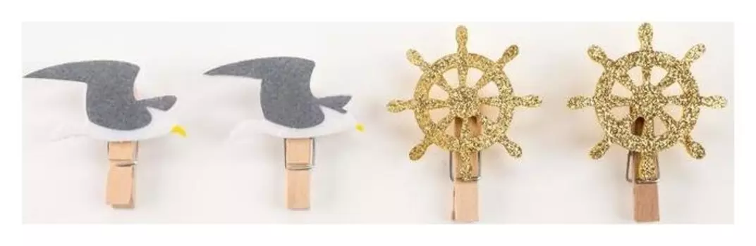 Набор декоративных прищепок "Sea Love" 4 шт, фетр/дерево