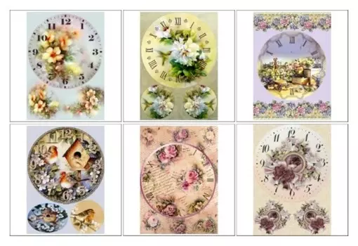 Набор декупажных карт 6 шт «Циферблаты»