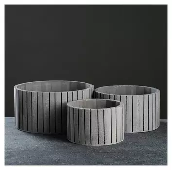 Набор деревянных кашпо, круглых 23*19*15см