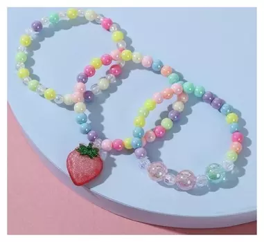 Набор детских браслетов "Выбражулька" клубника, цветные