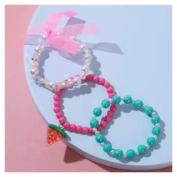 Набор детских браслетов "Выбражулька" с бантом, арбуз, цветные