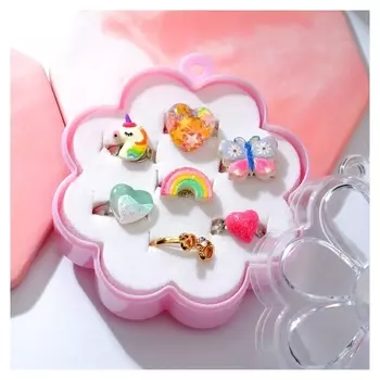 Набор детских колец "Выбражулька" цветок, фантазия, 7шт, форма цветное, безразмерное