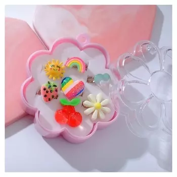 Набор детских колец "Выбражулька" цветок, полянка, 7шт, форма цветное, безразмерное