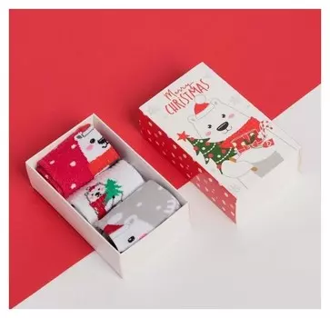 Набор детских носков Kaftan "Мишка" 3 пары, р-р 14-16.