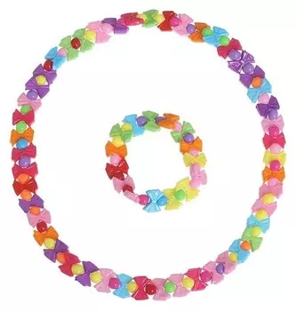 Набор детский 2 предмета: бусы, браслет, бантики