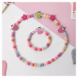 Набор детский 2 предмета: бусы, браслет "Выбражулька", ангел, цветной