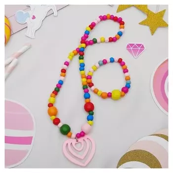 Набор детский 2 предмета: кулон, браслет, сердечко