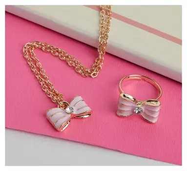 Набор детский 2 предмета: кулон, кольцо, бантик