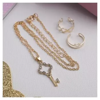 Набор детский 3 предмета: кулон Ключик, 2 кольца