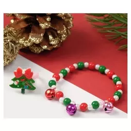 Набор детский новогодний "Выбражулька" 2 предмета: кольцо, браслет, ёлочка, цветной