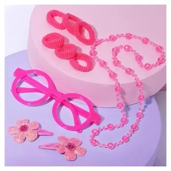 Набор детский "Выбражулька" 10 пред-тов: 2 заколки, 6 резинок, очки, бусы, цветы. 704848