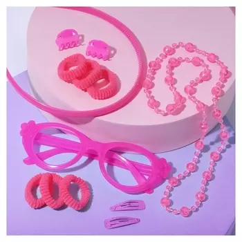 Набор детский "Выбражулька" 13 пред-тов: 6 резинок, 4 заколки, ободок, очки, бусы, 70484