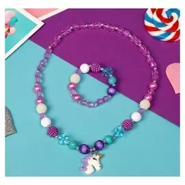 Набор детский "Выбражулька" 2 пр-та: бусы, браслет, единорог в цветах
