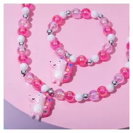 Набор детский "Выбражулька" 2 пред-та: бусы, браслет, ёжик, цвет розовый