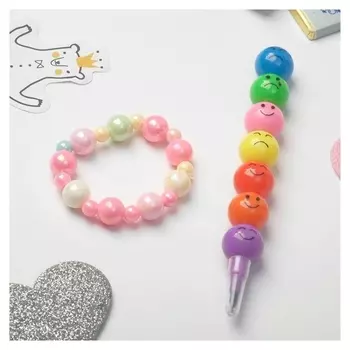 Набор детский "Выбражулька" 2 предмета: браслет, восковые мелки, смайлики, цветной