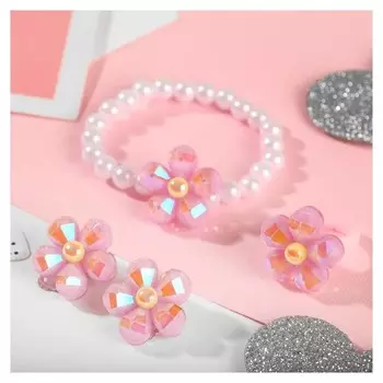 Набор детский "Выбражулька" 3 пред-та: клипсы, браслет, кольцо, цветок