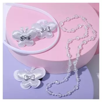 Набор детский "Выбражулька" 5 пред-тов:2 резинки, заколка, ободок, бусы, бабочки, 704847