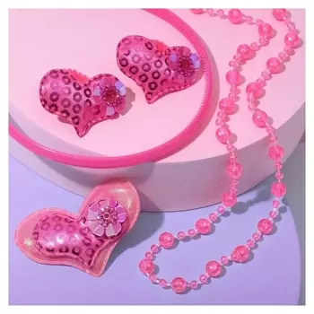 Набор детский "Выбражулька" 5 пред-тов: 2 резинки, заколка, ободок, бусы, сердца, 704848