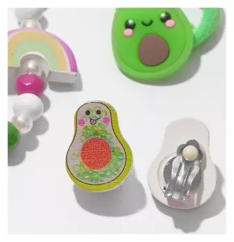 Набор детский "Выбражулька" 6 предметов: 2 резинки, очки, клипсы, бусы, браслет, авокадик, цветной