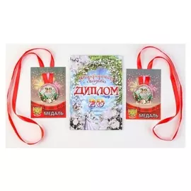 Набор диплом с медалями "Годовщина свадьбы 20 лет"