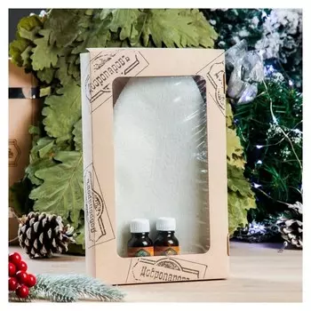 Набор для бани в коробке "Классика" шапка серая, масло апельсина и пихты