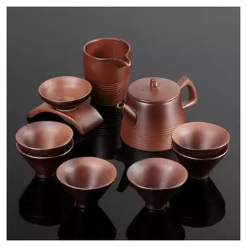 Набор для чайной церемонии "Кафей", 9 предметов: чайник 15х9,7х10 см, 6 чашек 8х4,5 см, чахай