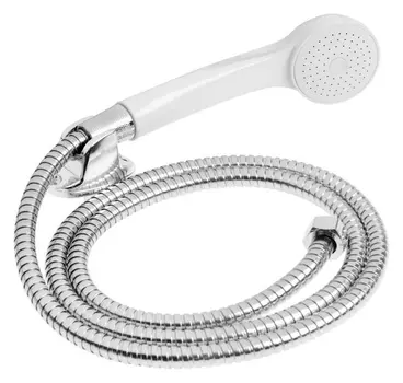 Набор для душа Zein Z0103, шланг 150 см, гайки пластик, лейка 1 режим, держатель, белый