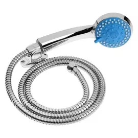 Набор для душа Zein Z0705, шланг 150 см, держатель, лейка 5 режимов, синий/хром