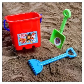 Набор для игры в песке: ведро, совок, грабли, PAW Patrol 530 мл
