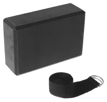 Набор для йоги (Блок+ремень), цвет чёрный