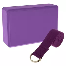 Набор для йоги (Блок+ремень), цвет сиреневый