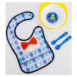 Набор для кормления "Джентльмен" (Нагрудник+ тарелка+вилка+ложка)