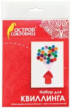 Набор для квиллинга детский, 10 цветов, 38 полос, с эскизом Домик с шариками