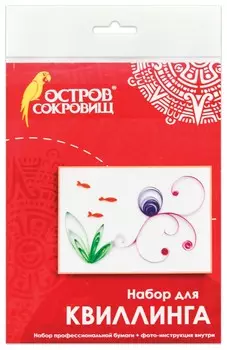 Набор для квиллинга детский, 4 цвета, 28 полос, с эскизом, "Осьминог"