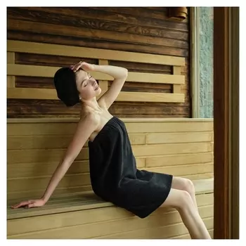 Набор для сауны экономь и я:полотенце-парео 68*150см + чалма, цв.черный, 100%хл, 320 г/м2