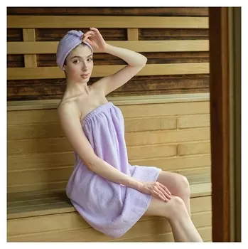 Набор для сауны экономь и я:полотенце-парео 68*150см + чалма, цв.лаванда,100%хл, 320 г/м2