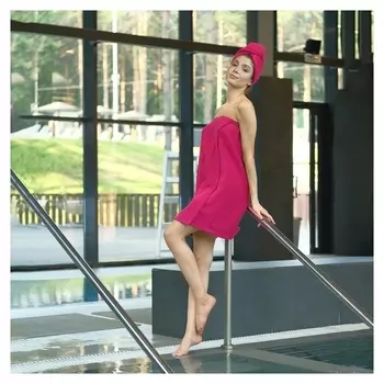 Набор для сауны экономь и я:полотенце-парео 68*150см + чалма,цв.ярко-розовый,100%хл,320 г/м2