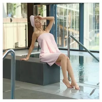 Набор для сауны экономь и я:полотенце-парео 68*150см + чалма, цв.св-розовый,100%хл, 320 г/м2