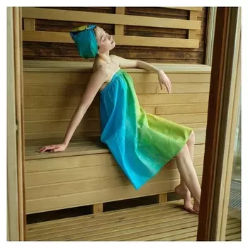 Набор для сауны экономь и Я "Радуга" (Полотенце-парео + чалма) 100%хл, 200 г/м2