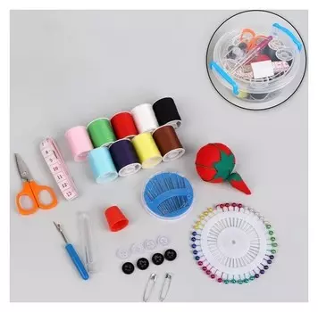 Набор для шитья в пластиковой коробке, 9 цветов
