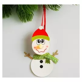 Набор для создания новогодней подвески со светом «Снеговик в шарфике»