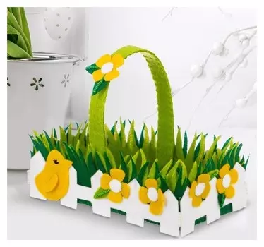 Набор для создания пасхальной корзинки из фетра «Лужайка»