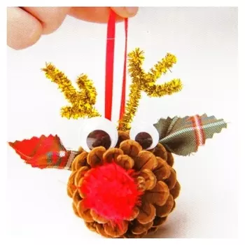 Набор для создания подвесной ёлочной игрушки из шишек «Оленята», набор 4 шт.