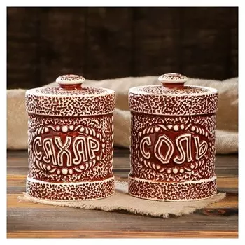 Набор для специй "Кожа" под шамот, 2 предмета, 800 мл